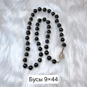 Бусы из шунгита 9 на 44 со вставкой "цветочек"