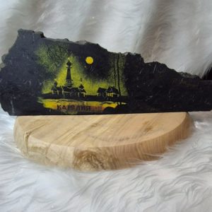 Картина на шунгите Корка Ночной пейзаж Карелии 3